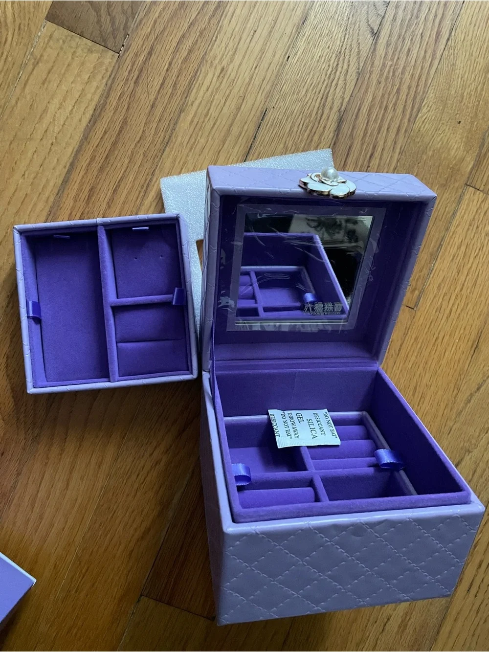 Purple Jewelry Organizer Box with Mirror - Unbranded Velvet Finish
